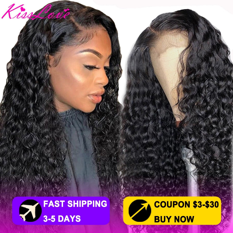 KissLove Deep Wave 13x6 13x4 Lace Front Human Hair Wigs for Black Women  Prepluck Glueless Brazilian 4x4 5x5 6x6 Lace Closure Wig